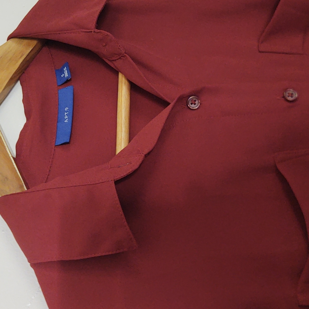 Apt.9 Burnt Orange Red Button Up Long Sleeve Dres… - image 2